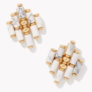 Kendra Scott Yellow Rose Statement Stud Earrings Ember Gold White Magnesite